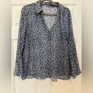 Zara Floral Blue Women's Top size large